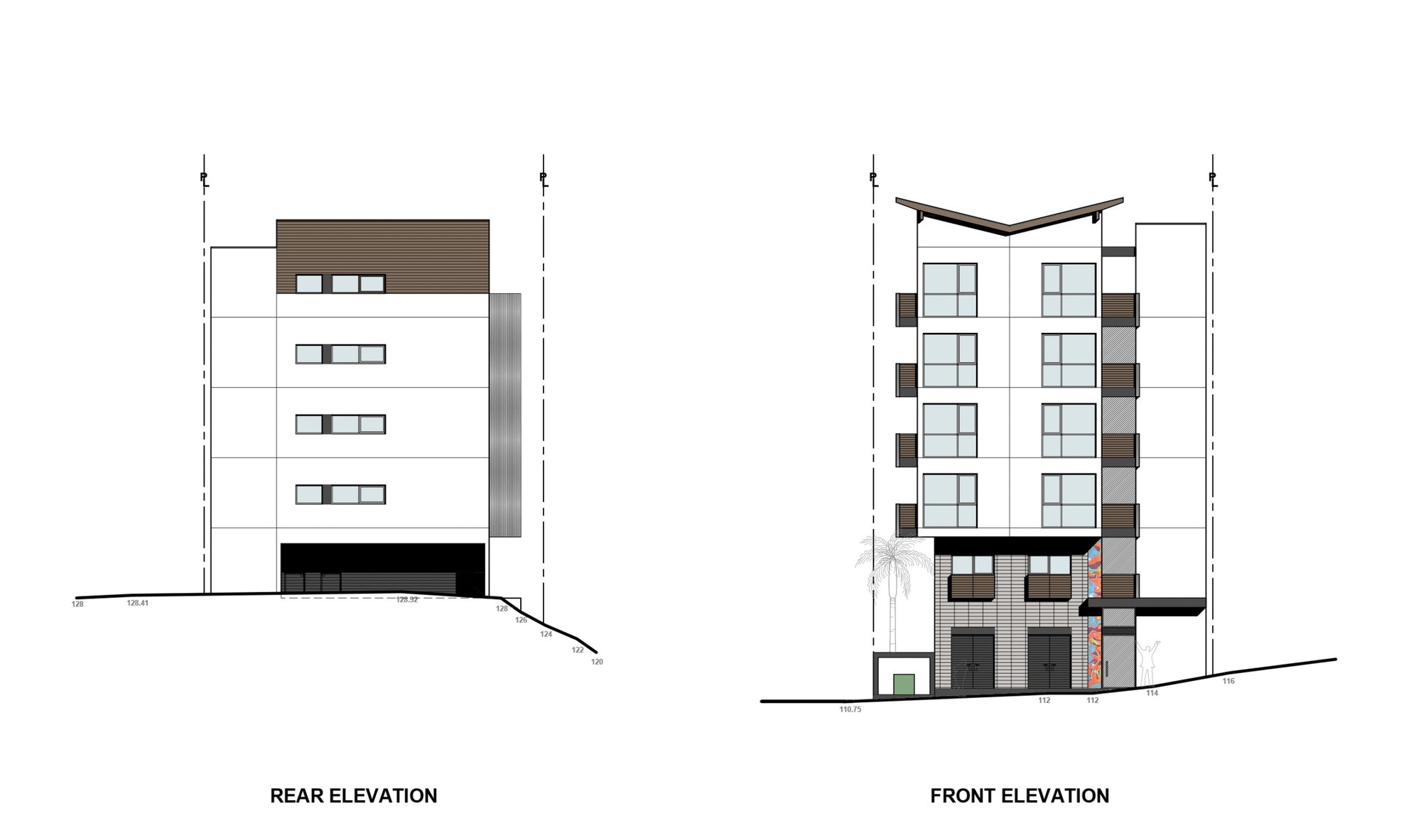 Front and rear elevations