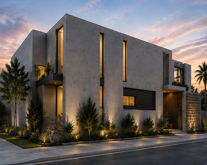 Side elevation at dusk