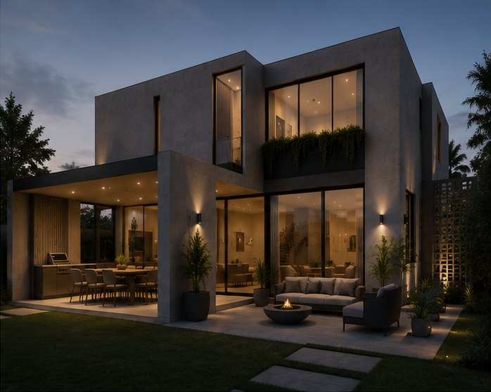 Rear patio &mdash; indoor-outdoor living