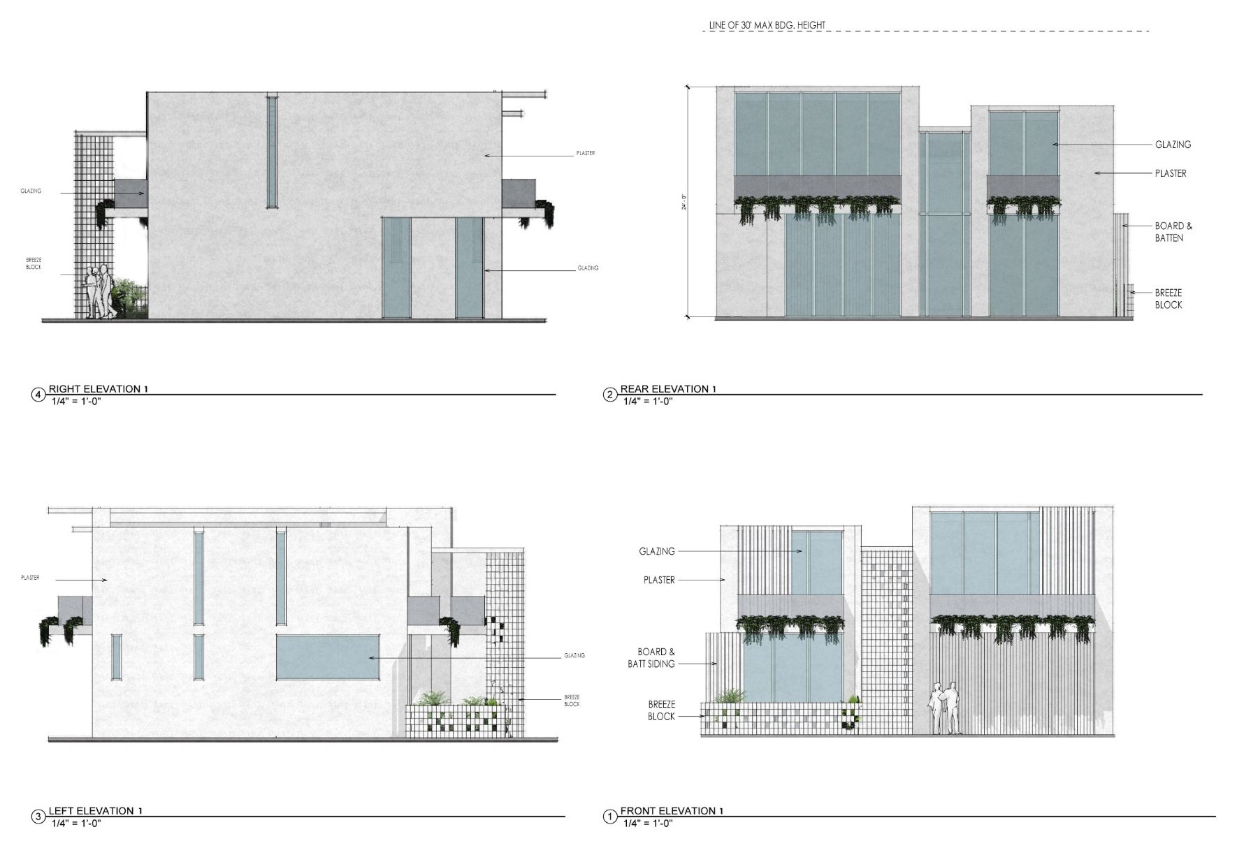 Residence Type 1 exterior elevations