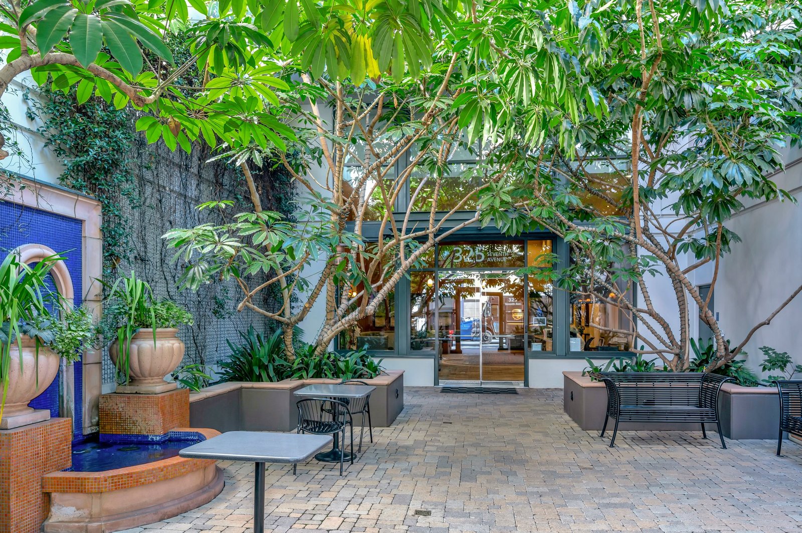planted courtyard entrance