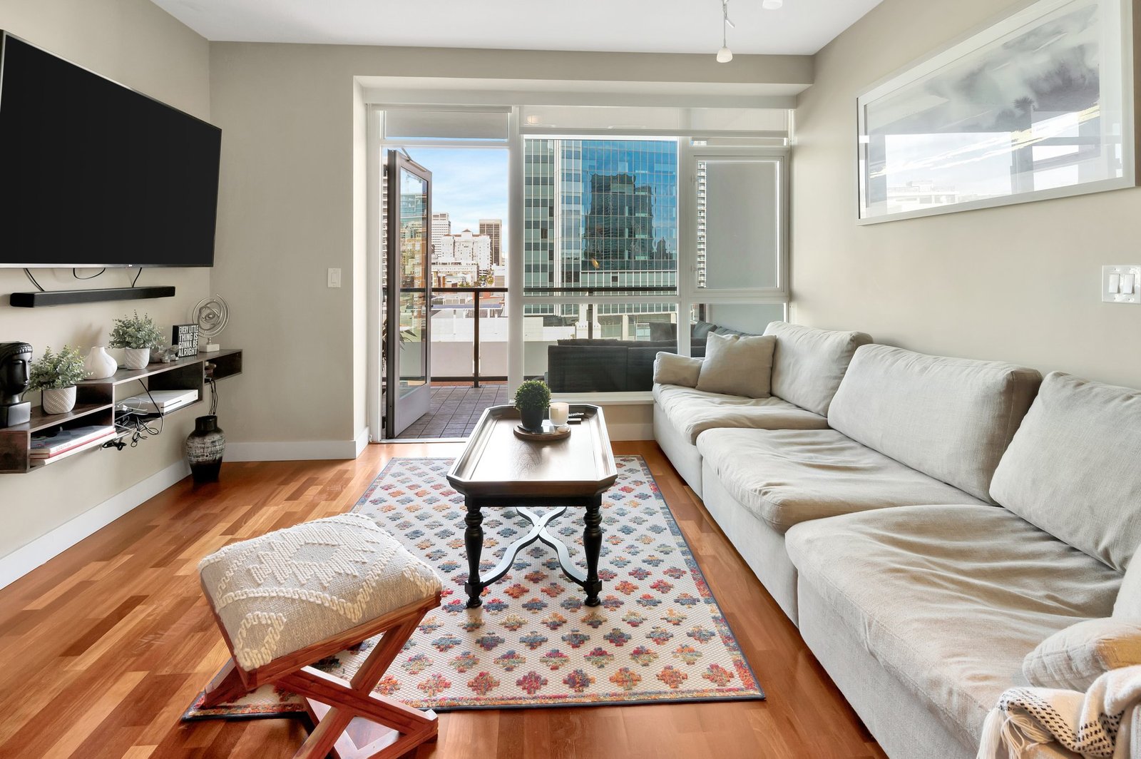 living room with sectional sofa