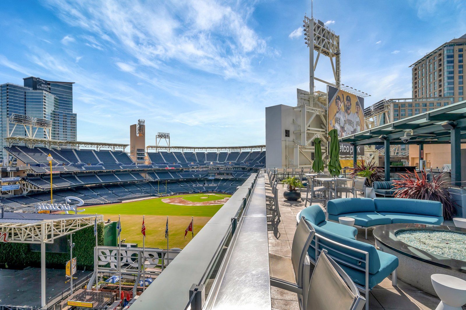 rooftop deck view into Petco Park
