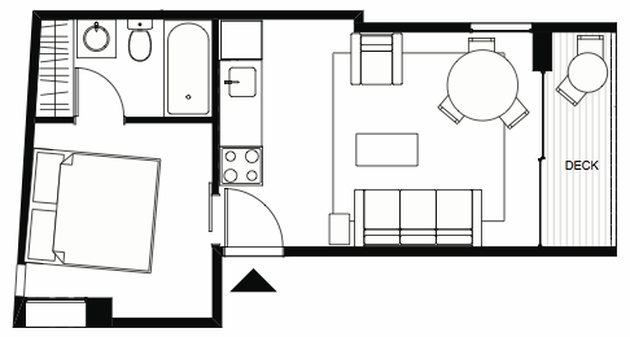 The Columbian — one-bedroom floor plan